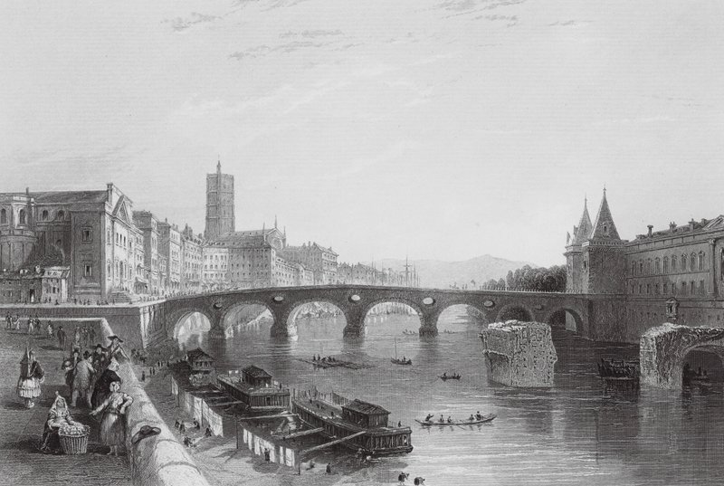 Toulouský most (rytina) od Thomas (after) Allom