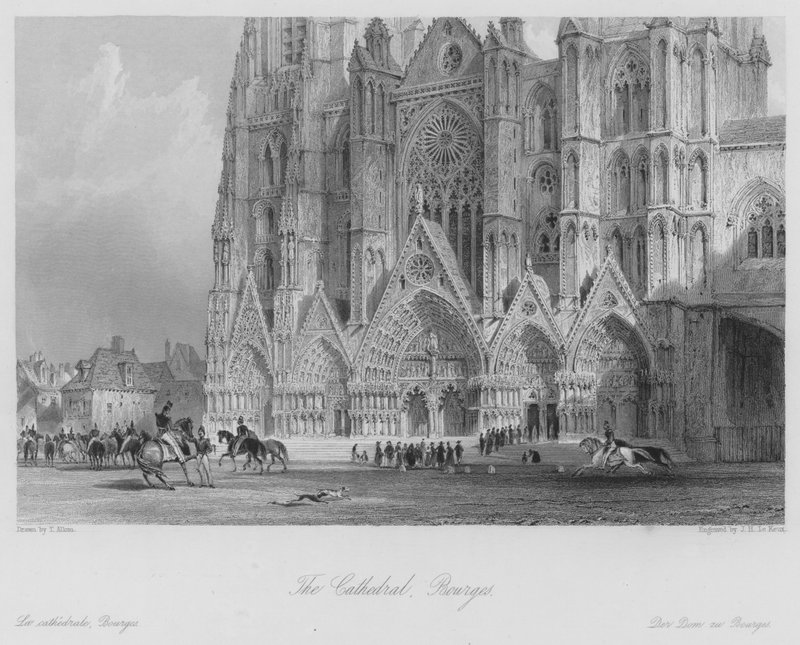 Katedrála, Bourges (rytina) od Thomas (after) Allom