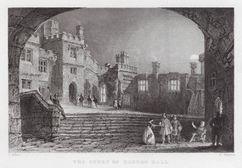 The Court of Haddon Hall (rytina) od Thomas (after) Allom