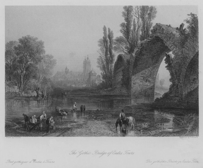 Gotický most Eudes, Tours (rytina) od Thomas (after) Allom