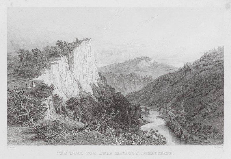 High Tor, poblíž Matlock, Derbyshire (rytina) od Thomas (after) Allom