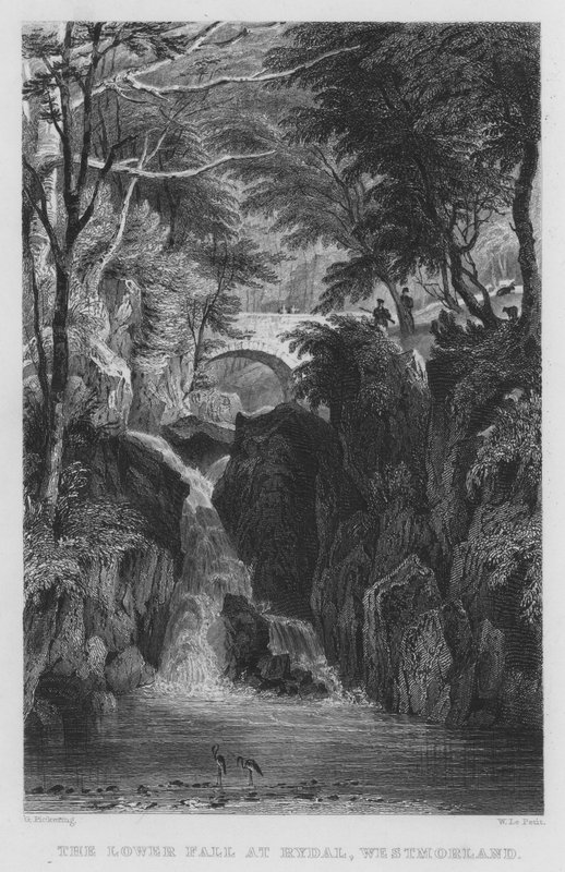 The Lower Fall at Rydal, Westmorland (rytina) od Thomas (after) Allom