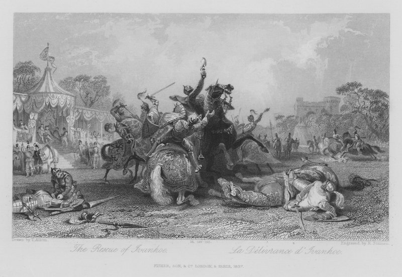 The Rescue of Ivanhoe (rytina) od Thomas (after) Allom