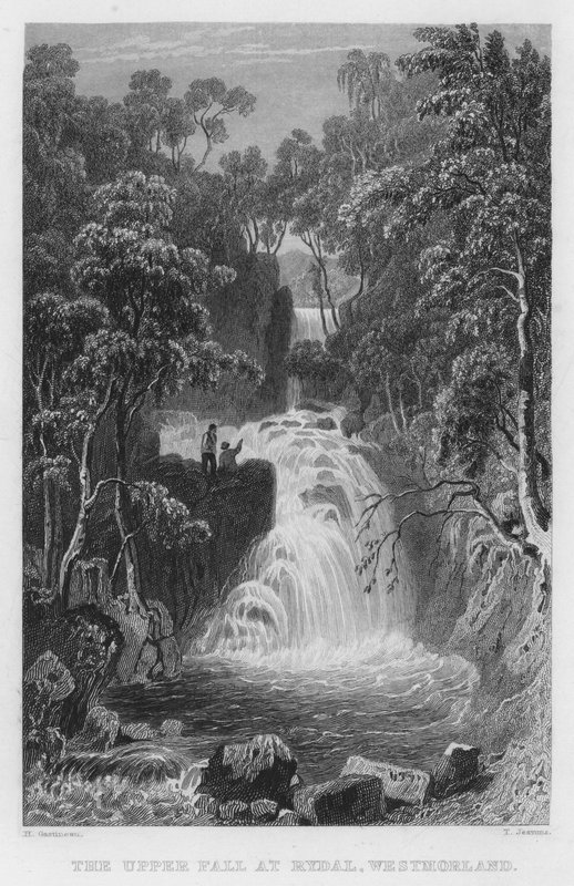The Upper Fall at Rydal, Westmorland (rytina) od Thomas (after) Allom
