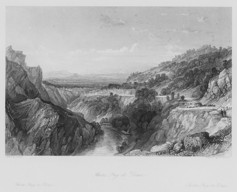 Thiers, Puy de Dome (rytina) od Thomas (after) Allom