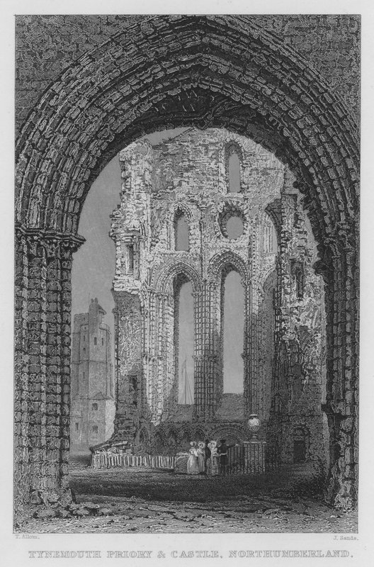 Tynemouth Priory and Castle, Northumberland (rytina) od Thomas (after) Allom