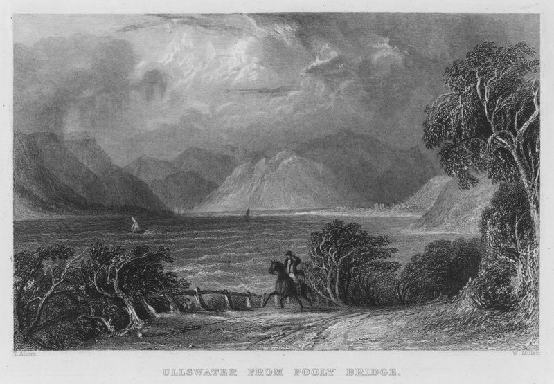 Ullswater z Pooley Bridge (rytina) od Thomas (after) Allom