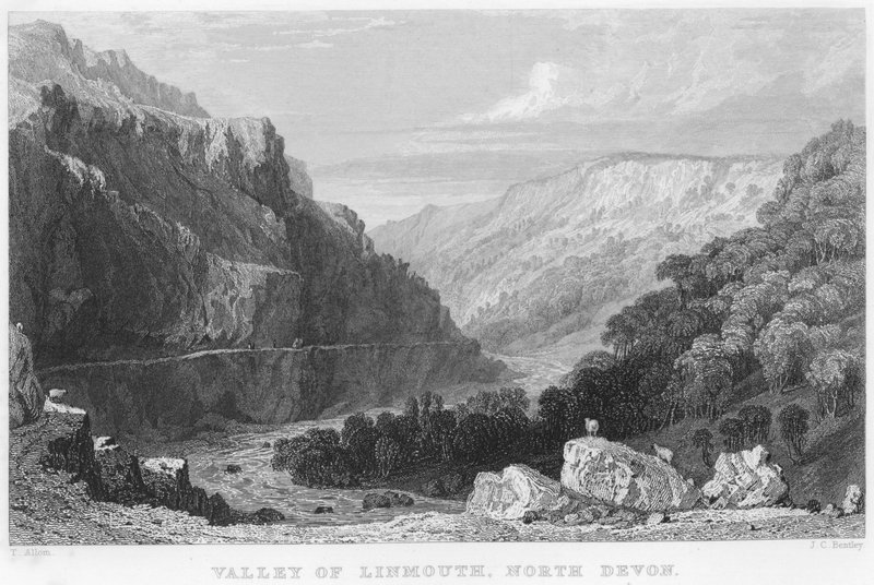 Valley of Linmouth, Severní Devon (rytina) od Thomas (after) Allom