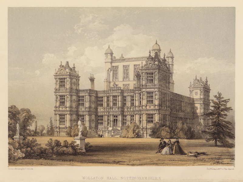 Wollaton Hall, Nottinghamshire (akvatinta) od Thomas (after) Allom