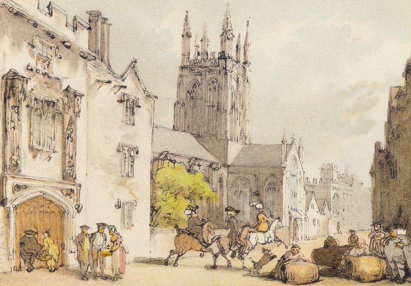 Merton College (barevné lito) od Thomas (after) Rowlandson