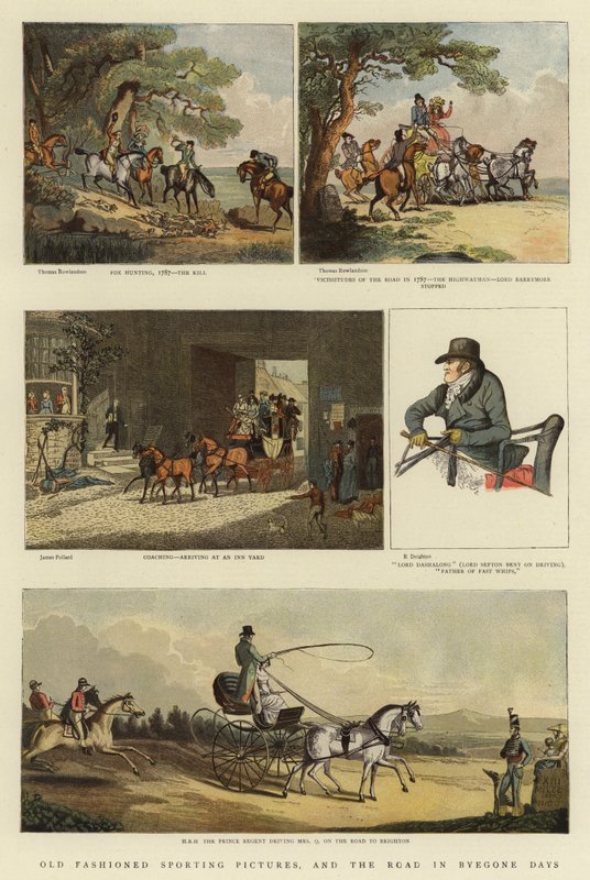 Staromódní sportovní obrázky a cesta v minulých dobách (barevné lito) od Thomas (after) Rowlandson