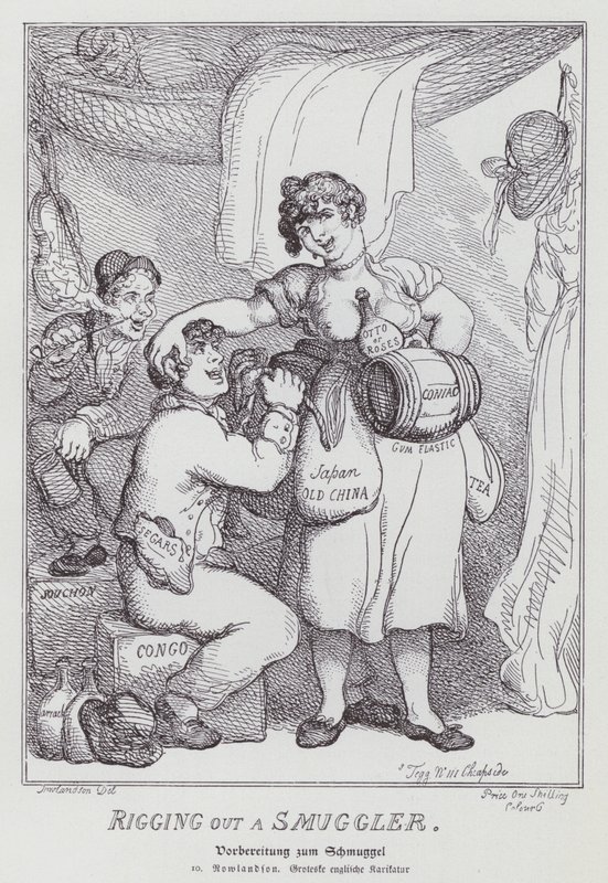 Zmanipulování pašeráka (litho) od Thomas (after) Rowlandson