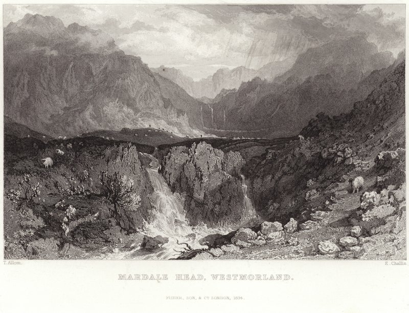 Mardale Head ve Westmorlandu od Thomas Allom