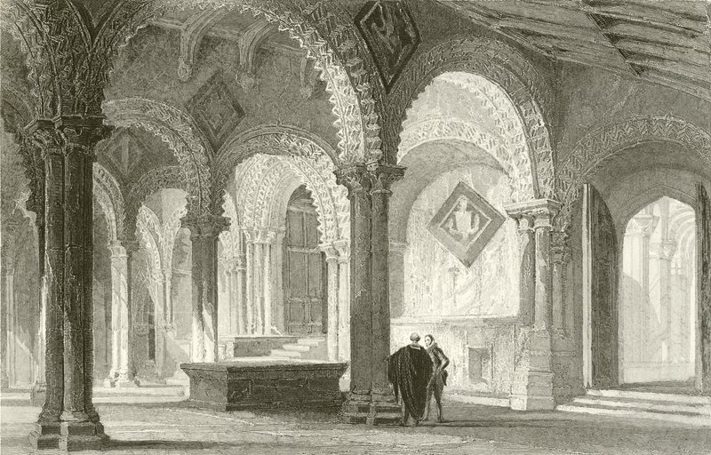 Galilea, West End durhamské katedrály od Thomas Allom