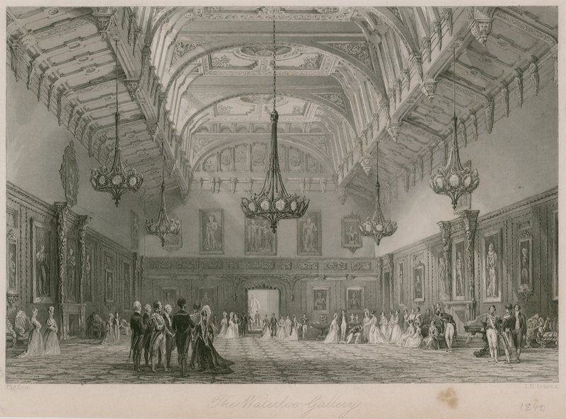 Galerie Waterloo, Buckinghamský palác. Vydáno v roce 1840 od Thomas Allom