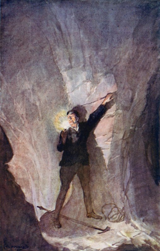 Ilustrace k Cestě do středu Země od Julese Verna (barevné lito) od Thomas Cantrell Dugdale