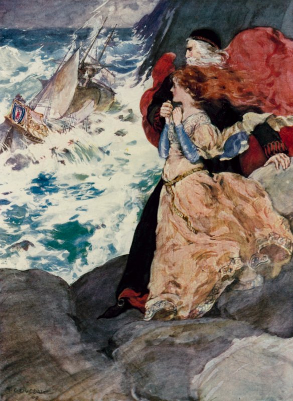 Prospero a Miranda sledují Bouři (barevné lito) od Thomas Cantrell Dugdale