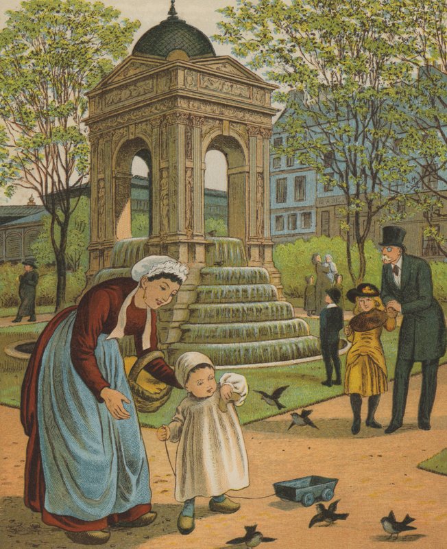Paříž: Fontaine des Innocents (barva litho) od Thomas Crane