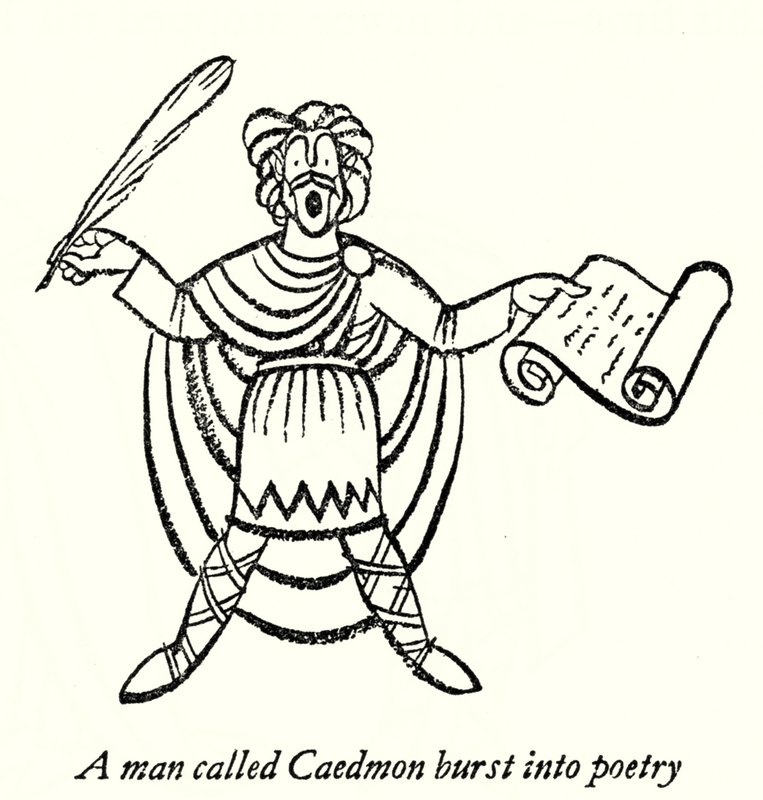 Caedmon (litografie) od Thomas Derrick