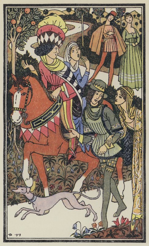 Ilustrace k Boccacciovu Dekameronu (barevná litografie) od Thomas Derrick