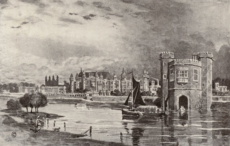 Hampton Court za Karla I. (litografie) od Thomas Hamilton Crawford