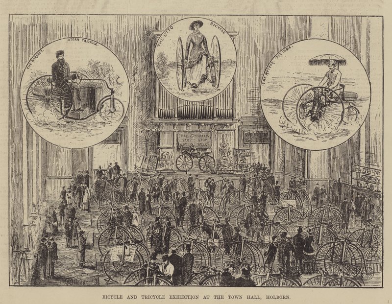 Výstava jízdních kol a tříkolek na radnici, Holborn od Thomas Harrington Wilson