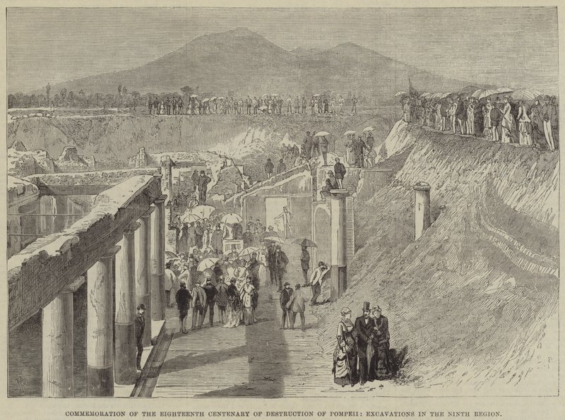 Připomínka osmnáctého století od zničení Pompejí, vykopávky v deváté oblasti od Thomas Harrington Wilson
