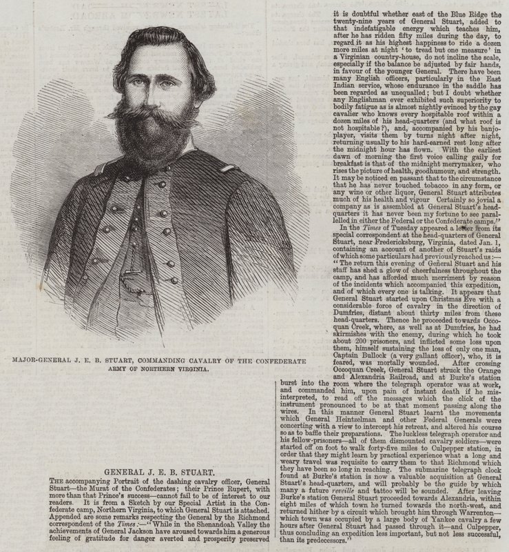 Generálmajor J E B Stuart, velící kavalérii Konfederační armády Severní Virginie od Thomas Harrington Wilson