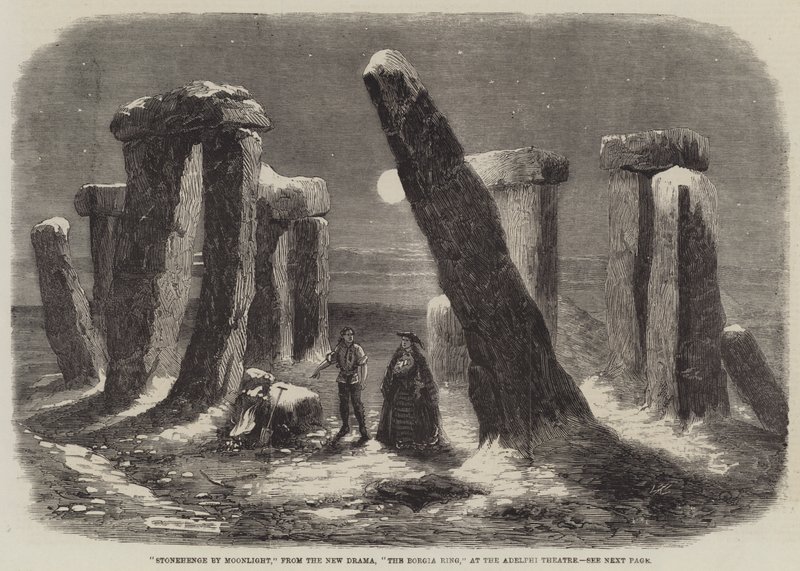 Stonehenge by Moonlight, z Nového dramatu, The Borgia Ring, v Adelphi Theatre od Thomas Harrington Wilson
