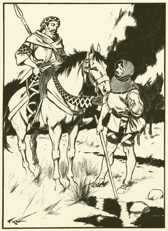 Karel Veliký a hořák na dřevěné uhlí (rytina) od Thomas Heath Robinson