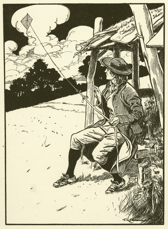 Franklin a jeho drak (rytina) od Thomas Heath Robinson