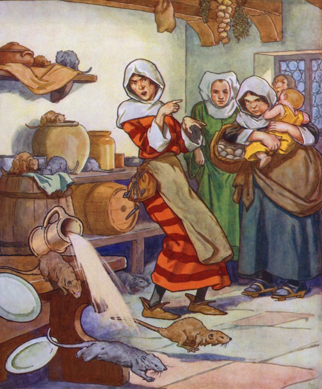 Ilustrace k filmu Krysař z Hamelnu (barevná litografie) od Thomas Heath Robinson