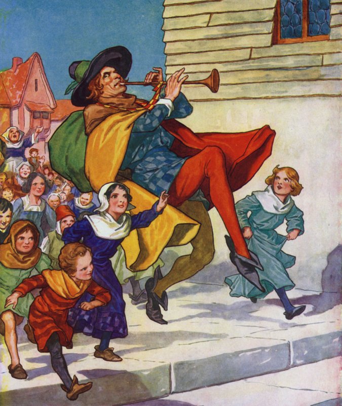 Ilustrace k filmu Krysař z Hamelnu (barevná litografie) od Thomas Heath Robinson