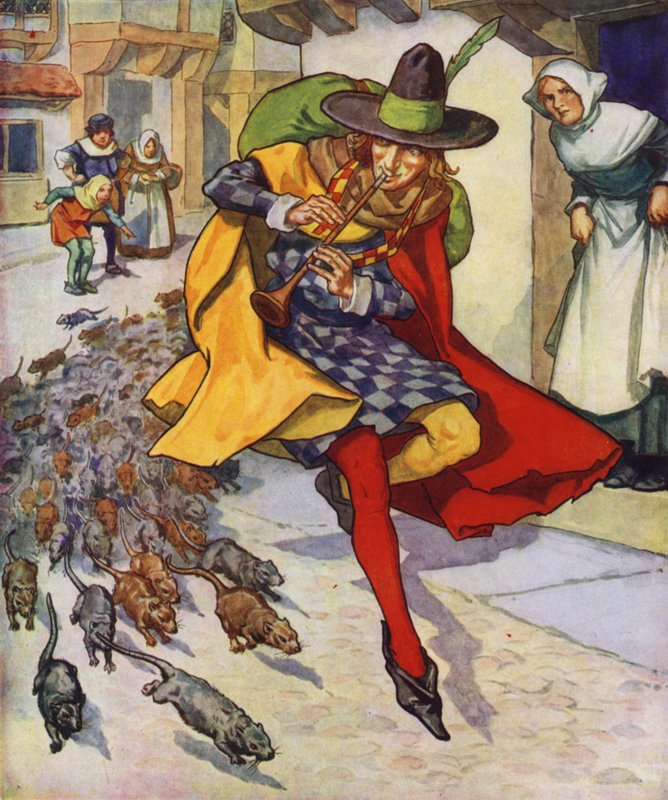 Ilustrace k filmu Krysař z Hamelnu (barevná litografie) od Thomas Heath Robinson