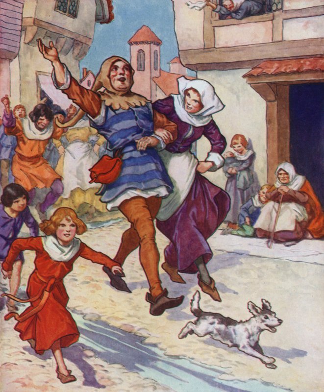 Ilustrace k filmu Krysař z Hamelnu (barevná litografie) od Thomas Heath Robinson
