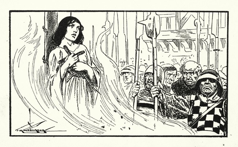 Upálení Johanky z Arku (litografie) od Thomas Heath Robinson