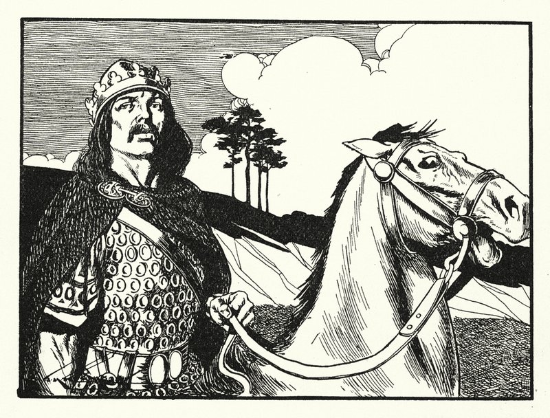 Král Alfred (litografie) od Thomas Heath Robinson