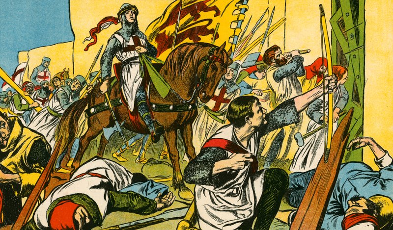Richard Lví srdce bojuje v zemi svatých (barevná litografie) od Thomas Heath Robinson