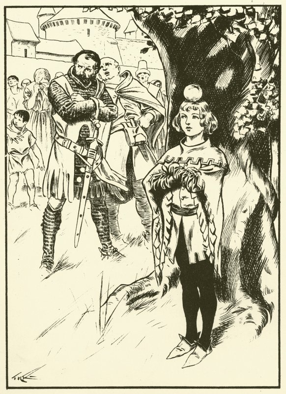 Tellův syn a jablko (rytina) od Thomas Heath Robinson