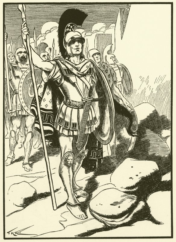 Řekové před Trójou (rytina) od Thomas Heath Robinson