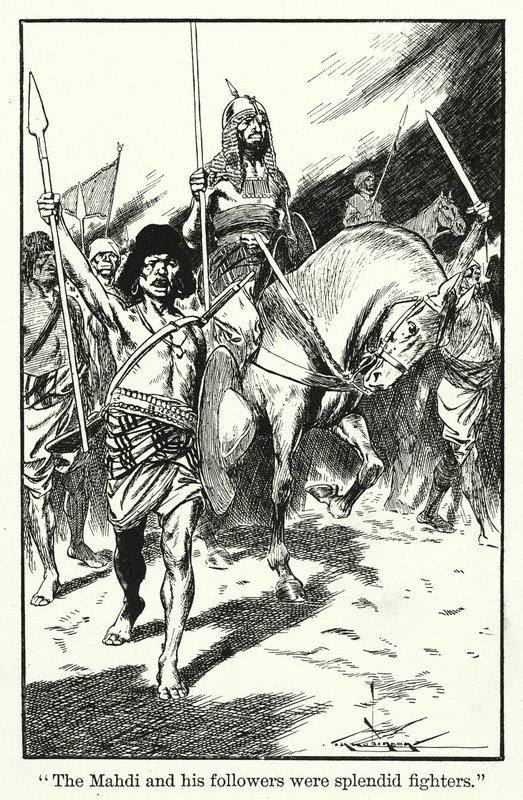 "Mahdí a jeho následovníci byli skvělí bojovníci" (litografie) od Thomas Heath Robinson