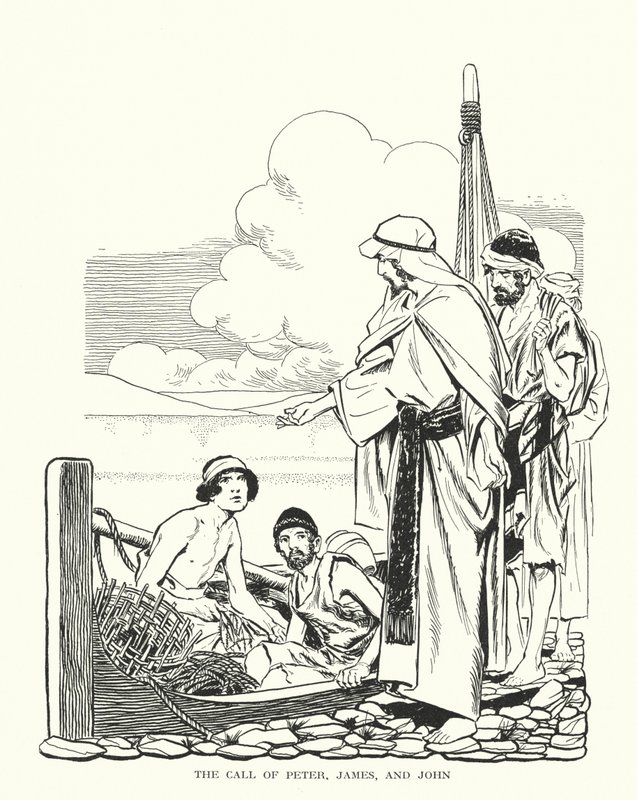 Povolání Petra, Jakuba a Jana (litografie) od Thomas Heath Robinson