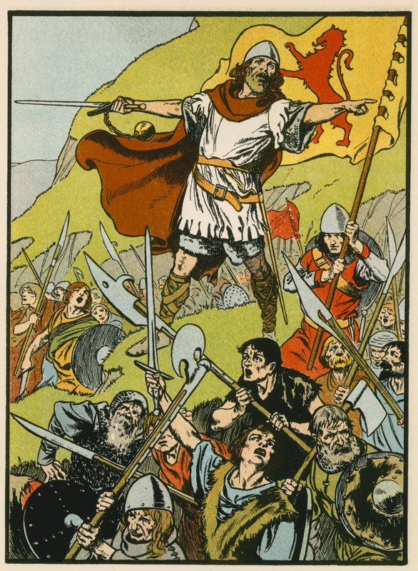 Wallace řídí své vojáky (barevná litografie) od Thomas Heath Robinson