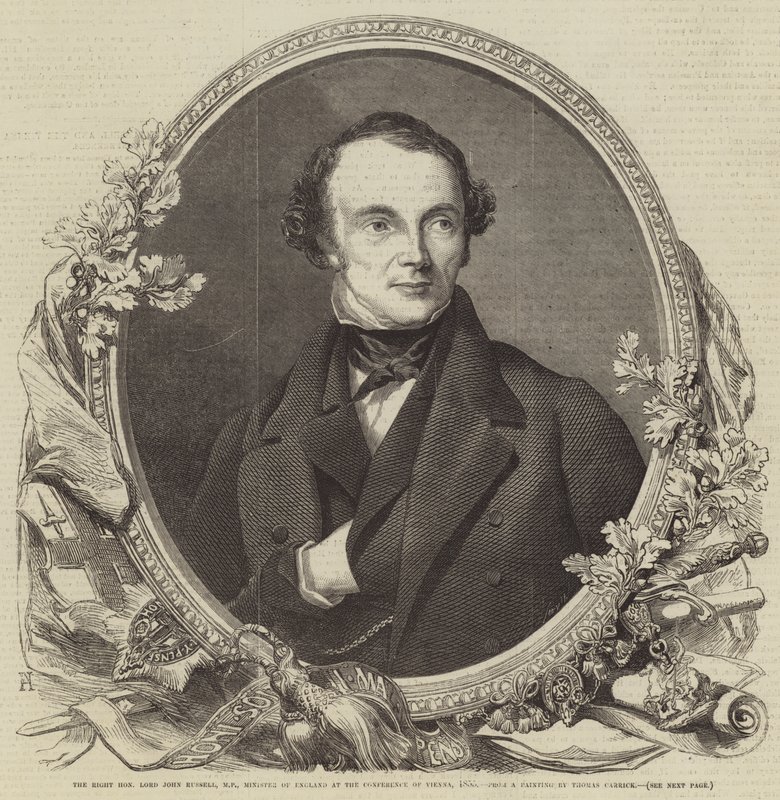 Ctihodný lord John Russell, poslanec, ministr Anglie na konferenci ve Vídni, 1855 od Thomas Heathfield Carrick