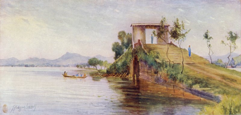 Hangchow, most na hrázi, Západní jezero od Thomas Hodgson Liddell