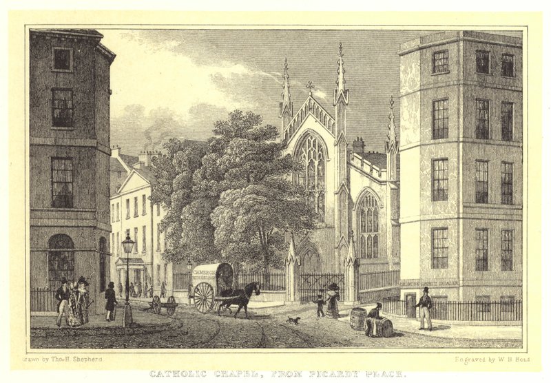 Katolická kaple, z Picardy Place (rytina) od Thomas Hosmer (after) Shepherd