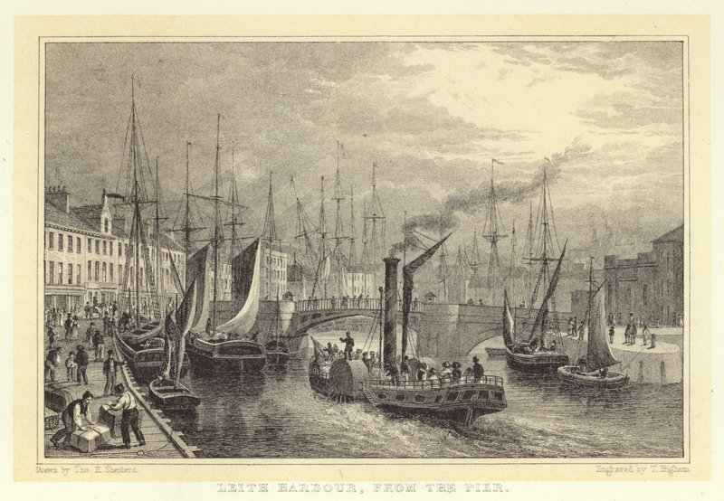 Leith Harbour, z mola (rytina) od Thomas Hosmer (after) Shepherd