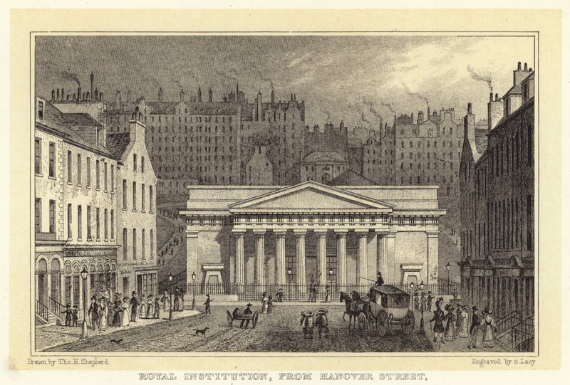 Royal Institution, z Hanover Street (rytina) od Thomas Hosmer (after) Shepherd
