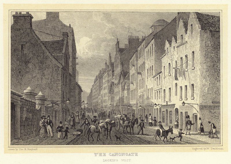 Canongate, hledící na západ (rytina) od Thomas Hosmer (after) Shepherd