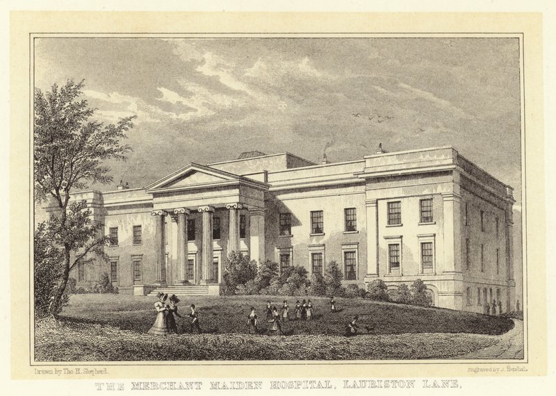 The Merchant Maiden Hospital, Lauriston Lane (rytina) od Thomas Hosmer (after) Shepherd